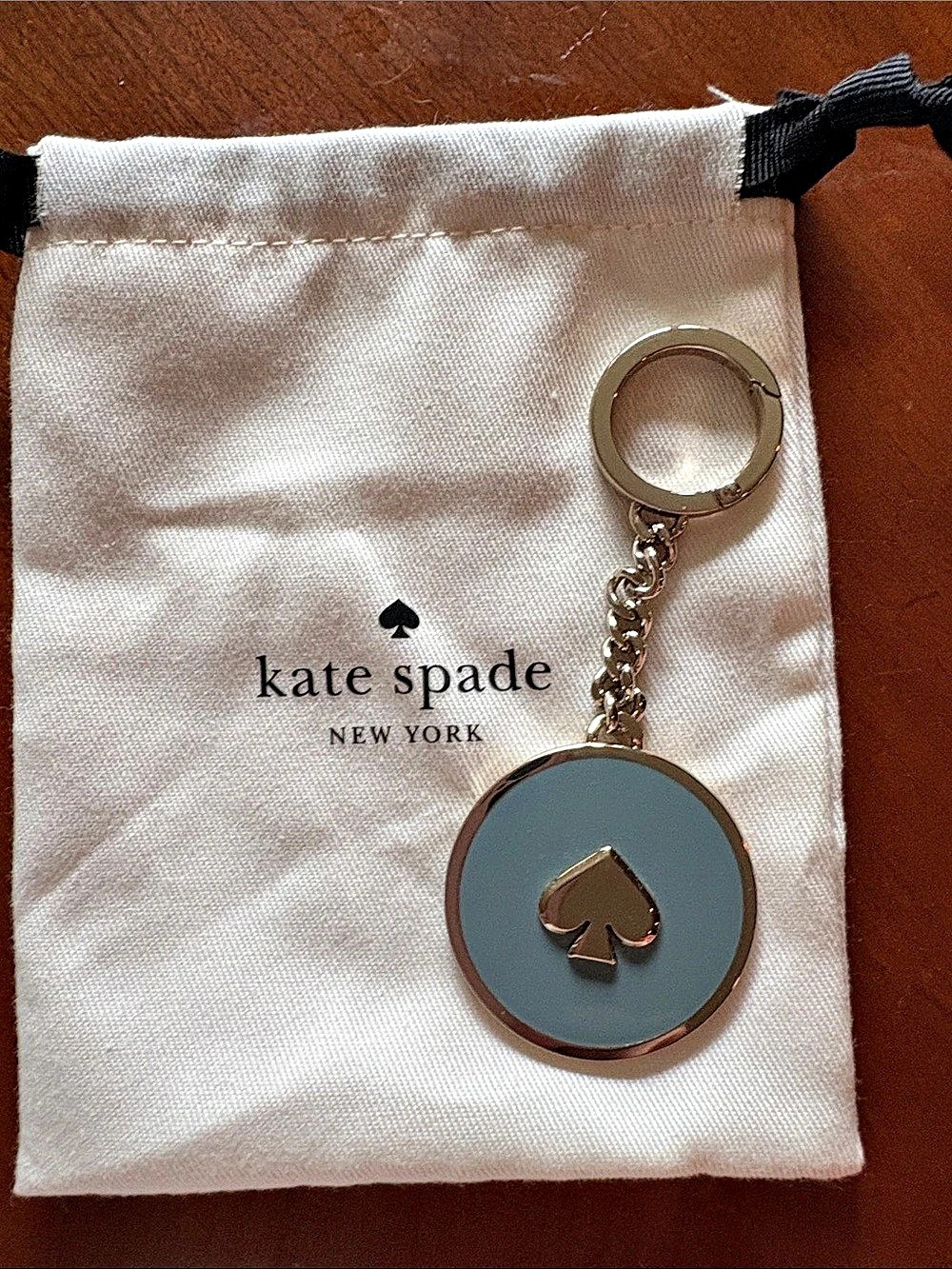 kate spade Enamel Spade Medallion Keychain Blue & Gold